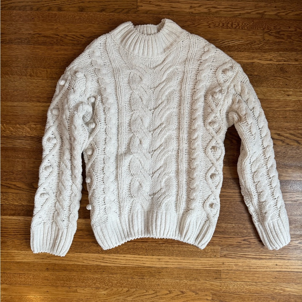paparazzi Cream Textured Knit Pullover